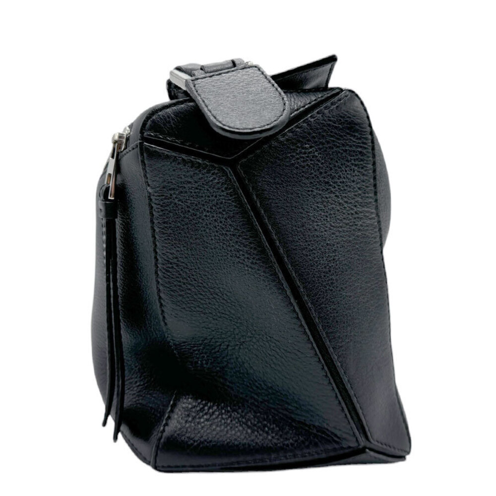Loewe Silver Puzzle Black Leather Handbag Bag